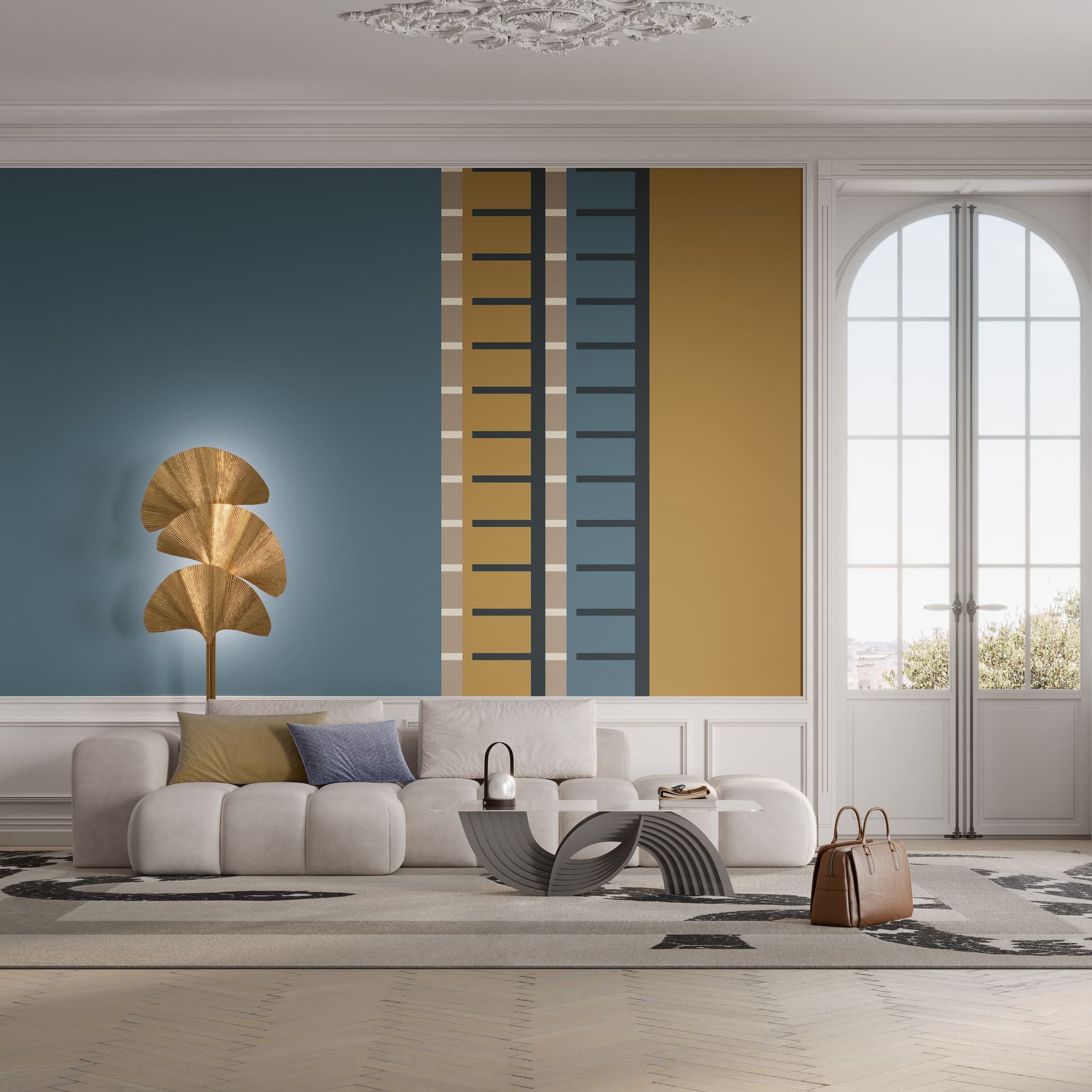 Обои Luna Крафт Карвинг CRF1 021 10,05×1 фото в интерьере Обои Luna Крафт Карвинг CRF1 021 10,05×1 фото в интерьере